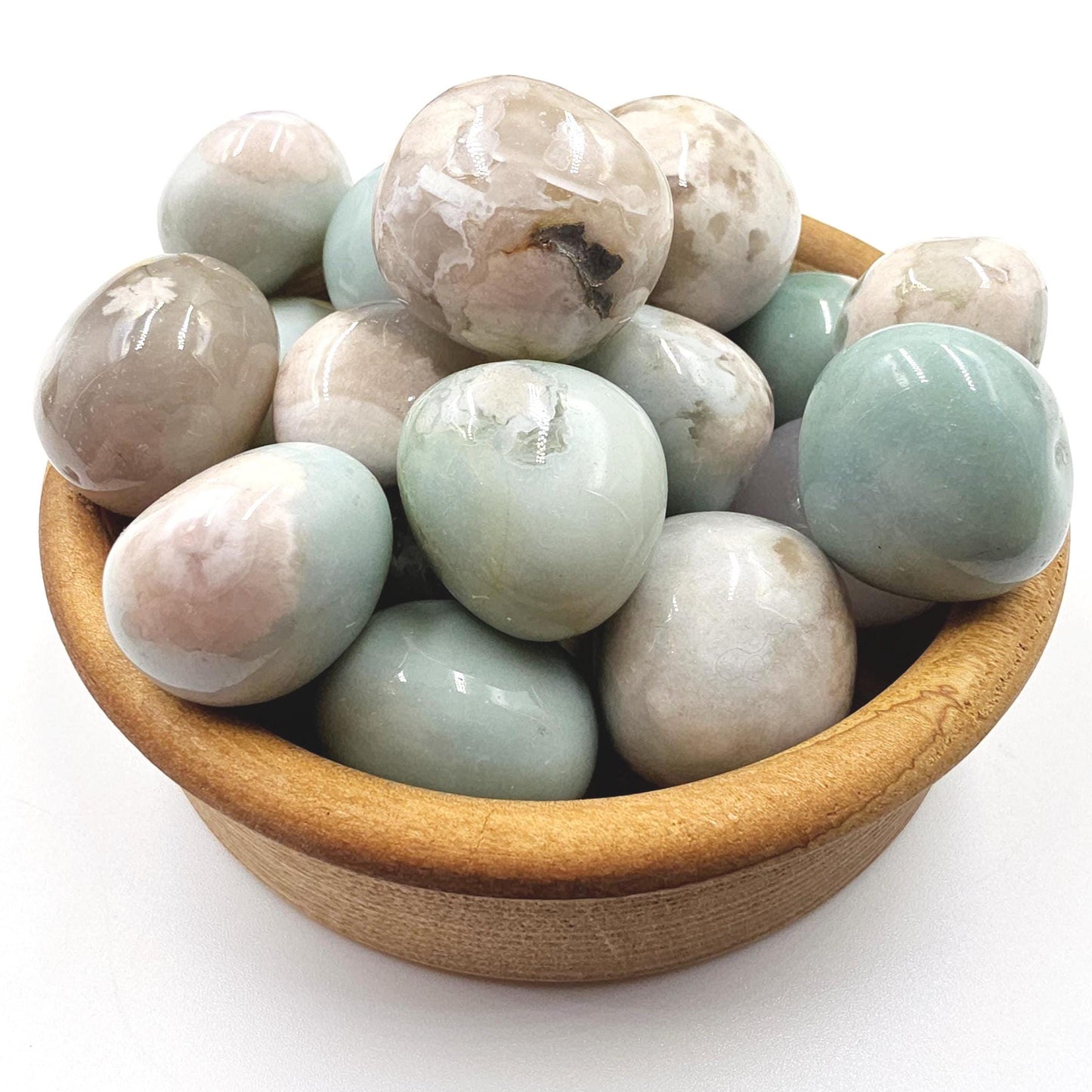 Green Flower Agate (Sakura)Tumble Stones – Growth, Balance & Heart Healing Crystal, 2-3cm