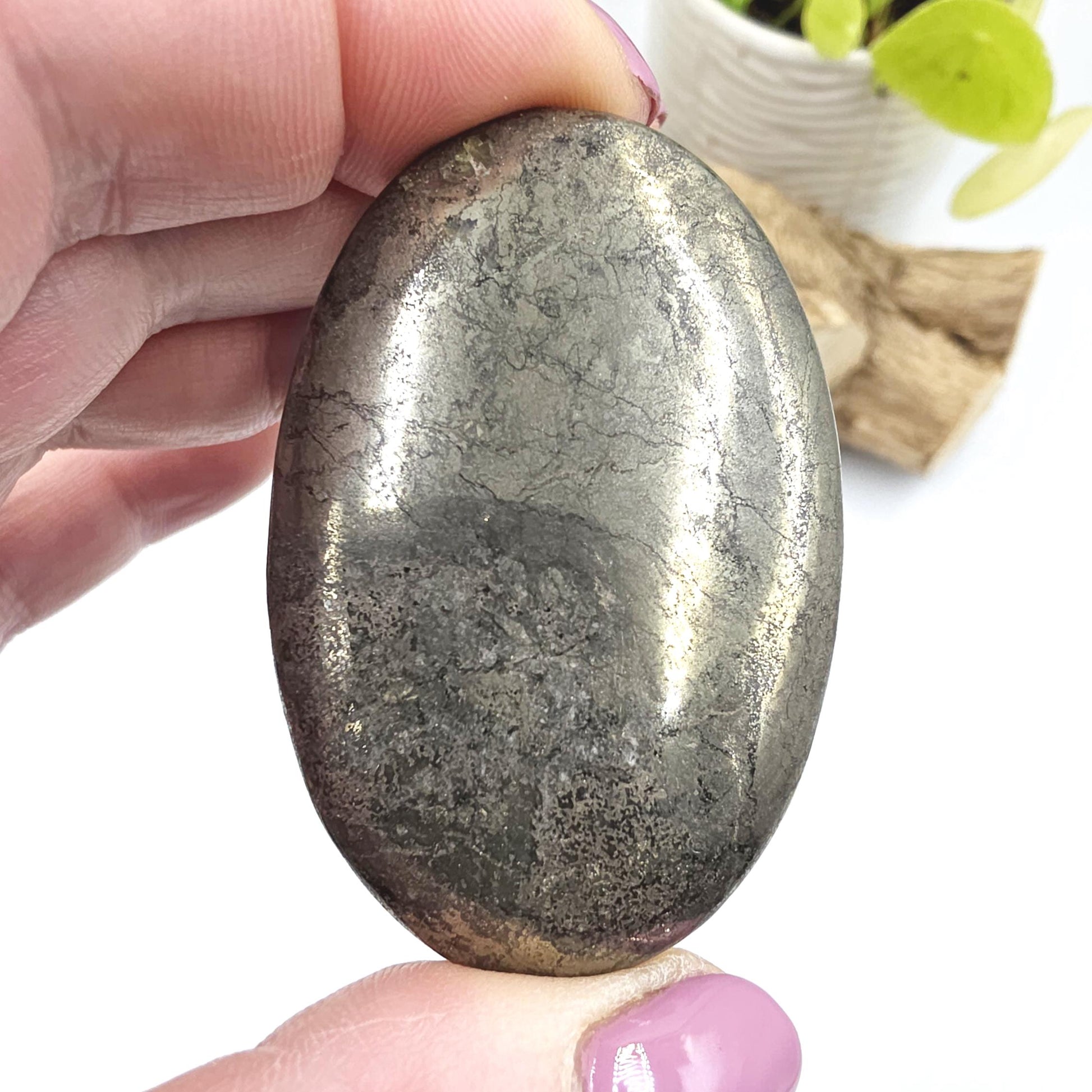 Pyrite Palm Stone – Confidence, Protection & Abundance Crystal, 65g