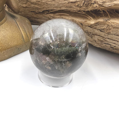 High Grade Garden Quartz (Lodolite) Sphere with rainbow– Manifestation and Earth Wisdom Crystal, 44mm