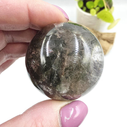High Grade Garden Quartz (Lodolite) Sphere with rainbow– Manifestation and Earth Wisdom Crystal, 44mm