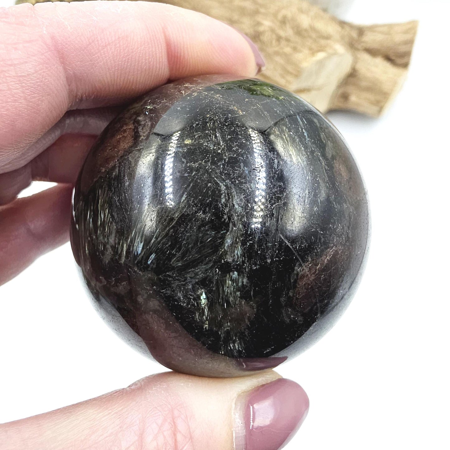 Flashy Astrophyllite & Garnet Sphere – Transformation, Strength and Spiritual Growth Crystal, 57mm