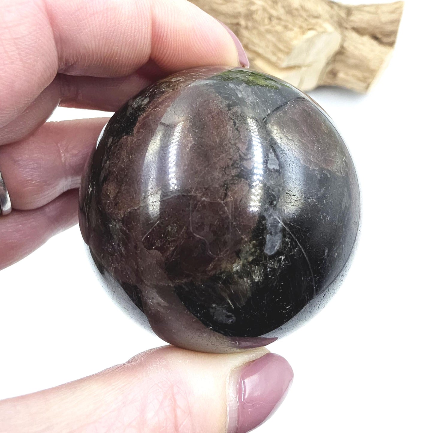 Flashy Astrophyllite & Garnet Sphere – Transformation, Strength and Spiritual Growth Crystal, 57mm
