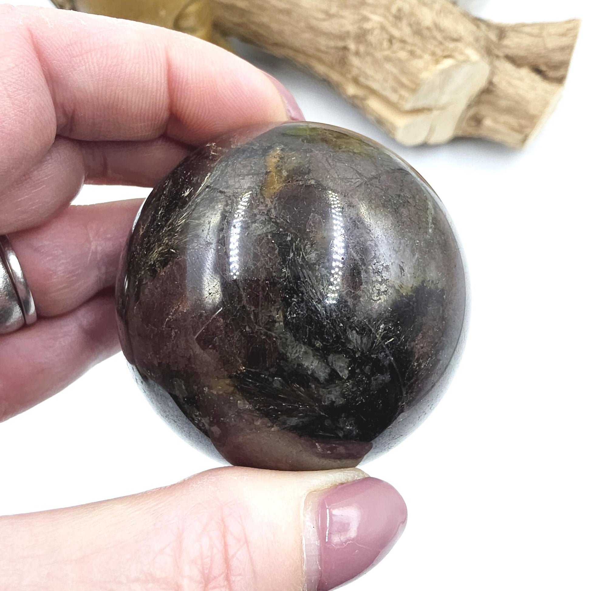 Flashy Astrophyllite & Garnet Sphere – Transformation, Strength and Spiritual Growth Crystal, 57mm