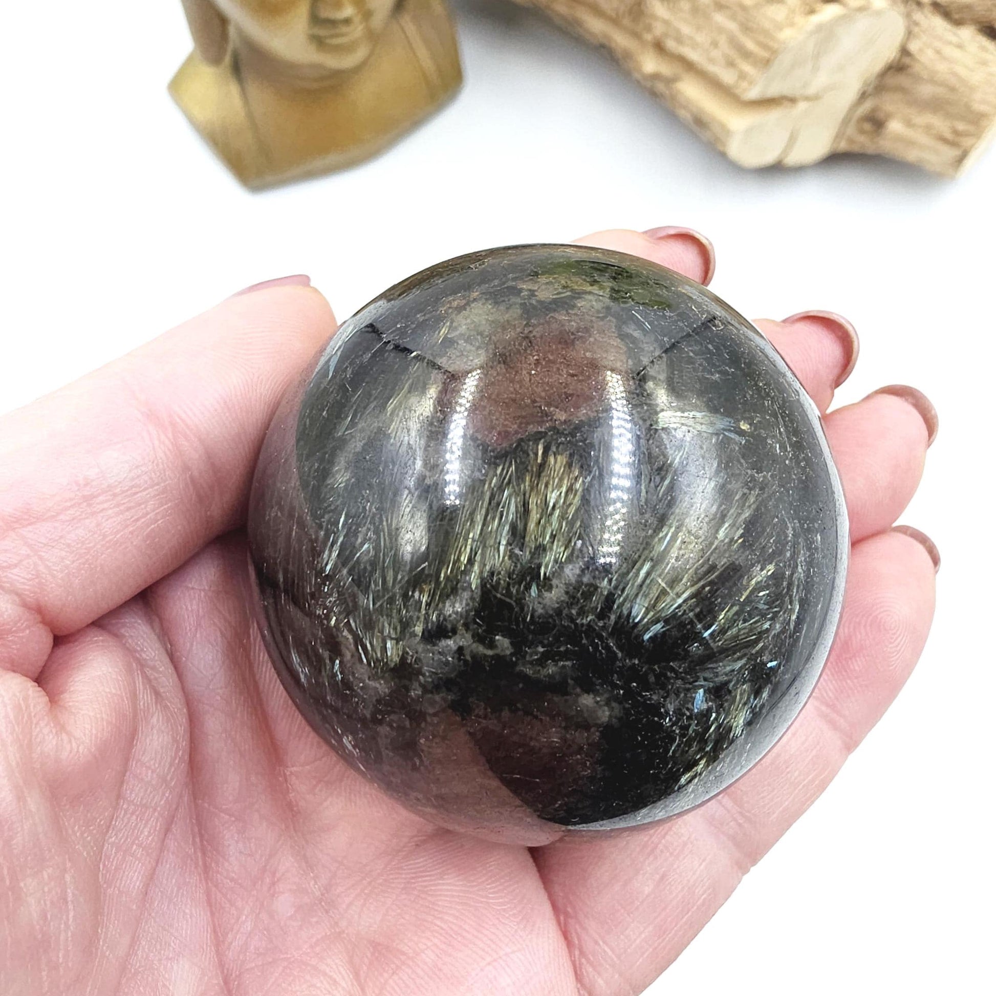 Flashy Astrophyllite & Garnet Sphere – Transformation, Strength and Spiritual Growth Crystal, 57mm