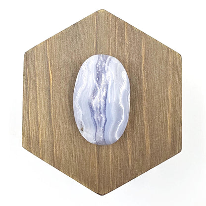 Little Blue Lace Agate Palm Stone – Calm, Communication & Throat Chakra Crystal, 25g