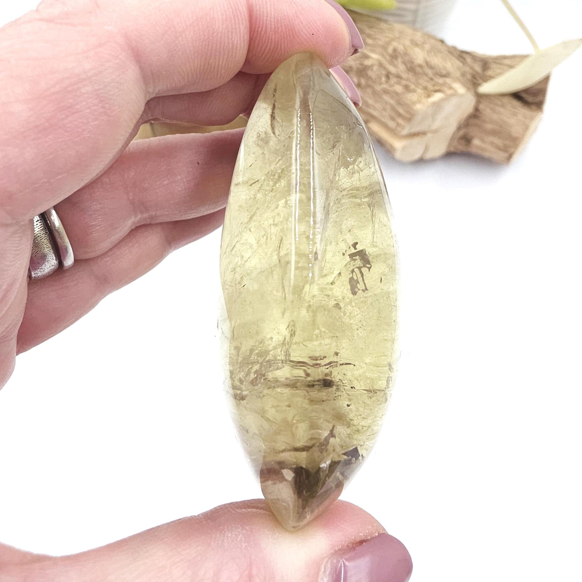 Large Citrine Palm Stone with Rainbows – Abundance, Confidence & Solar Plexus Energy Crystal, 145g