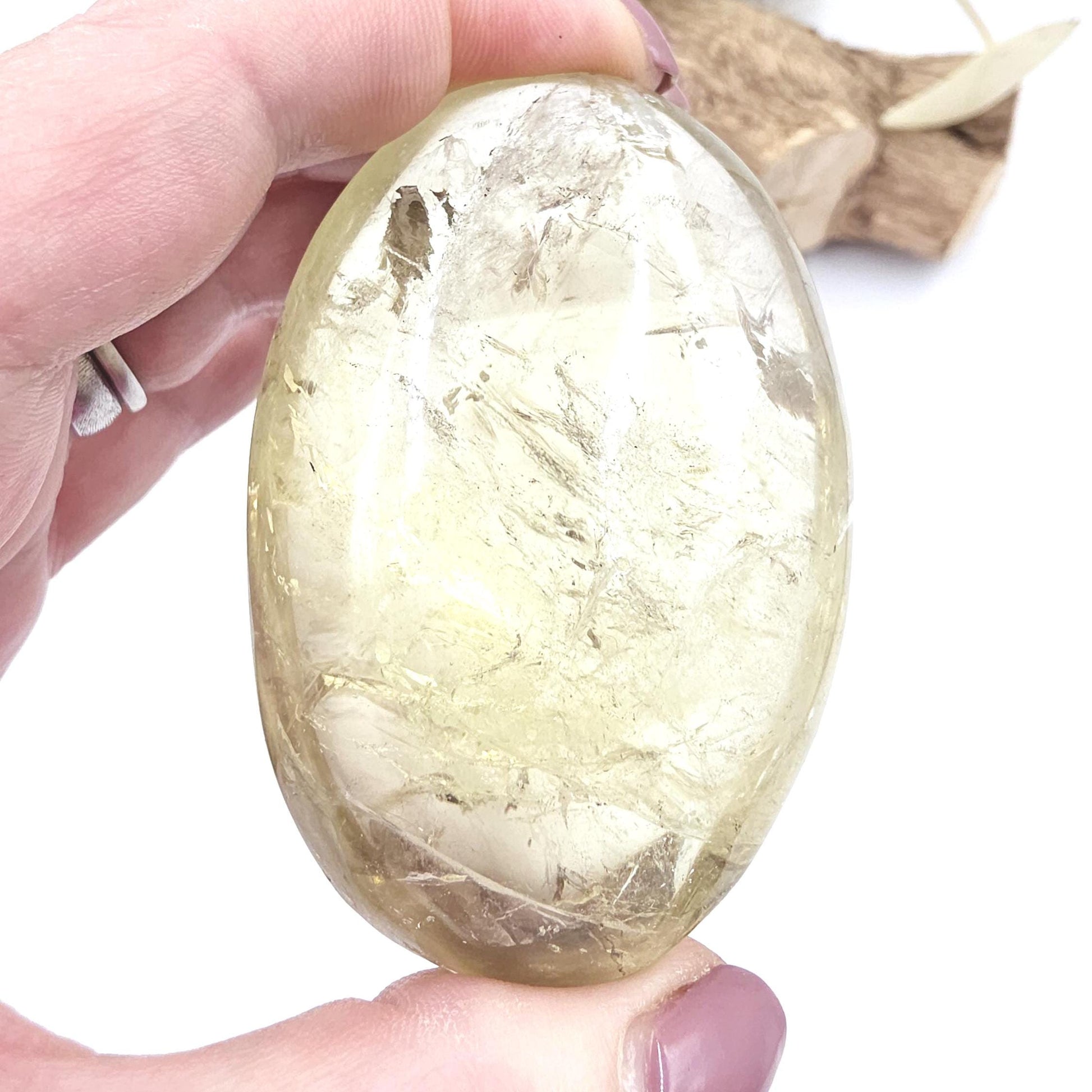 Large Citrine Palm Stone with Rainbows – Abundance, Confidence & Solar Plexus Energy Crystal, 145g