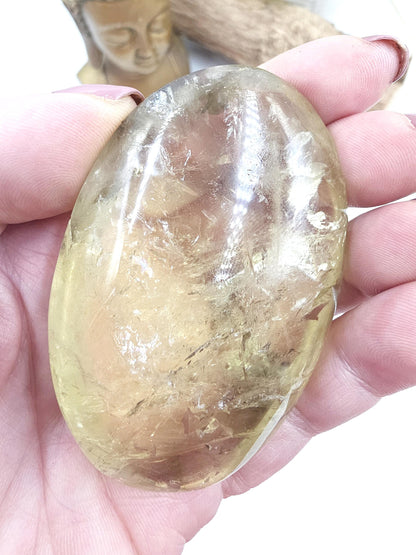 Large Citrine Palm Stone with Rainbows – Abundance, Confidence & Solar Plexus Energy Crystal, 145g
