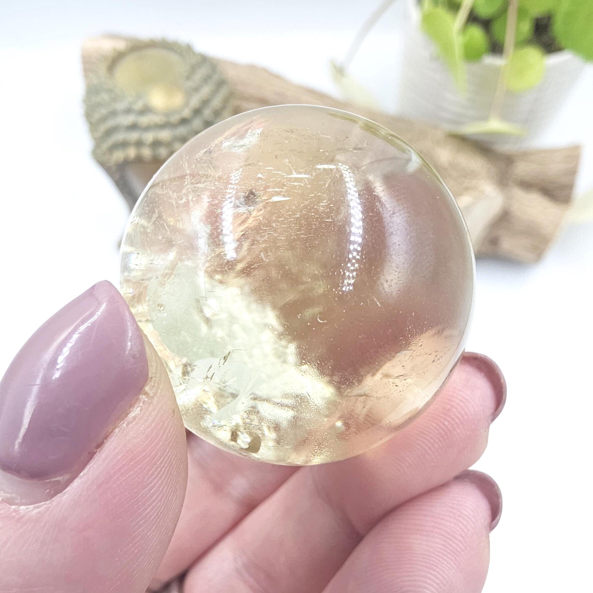 Discounted Citrine Sphere with Large Rainbows – Abundance & Positive Energy Crystal, 37mm