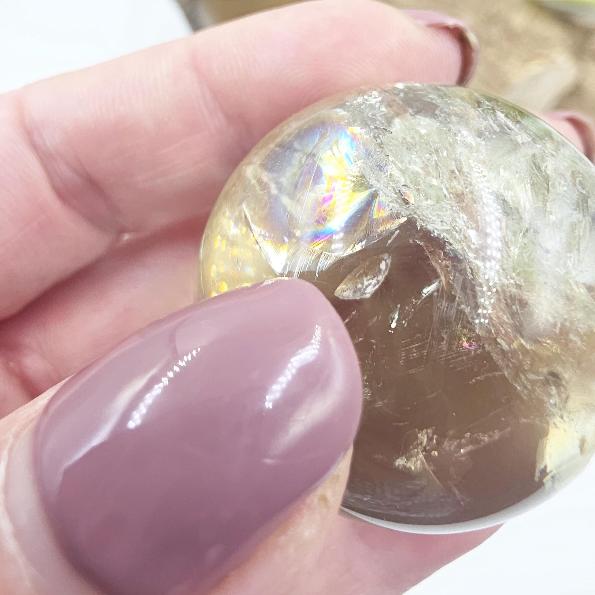 Discounted Citrine Sphere with Large Rainbows – Abundance & Positive Energy Crystal, 37mm