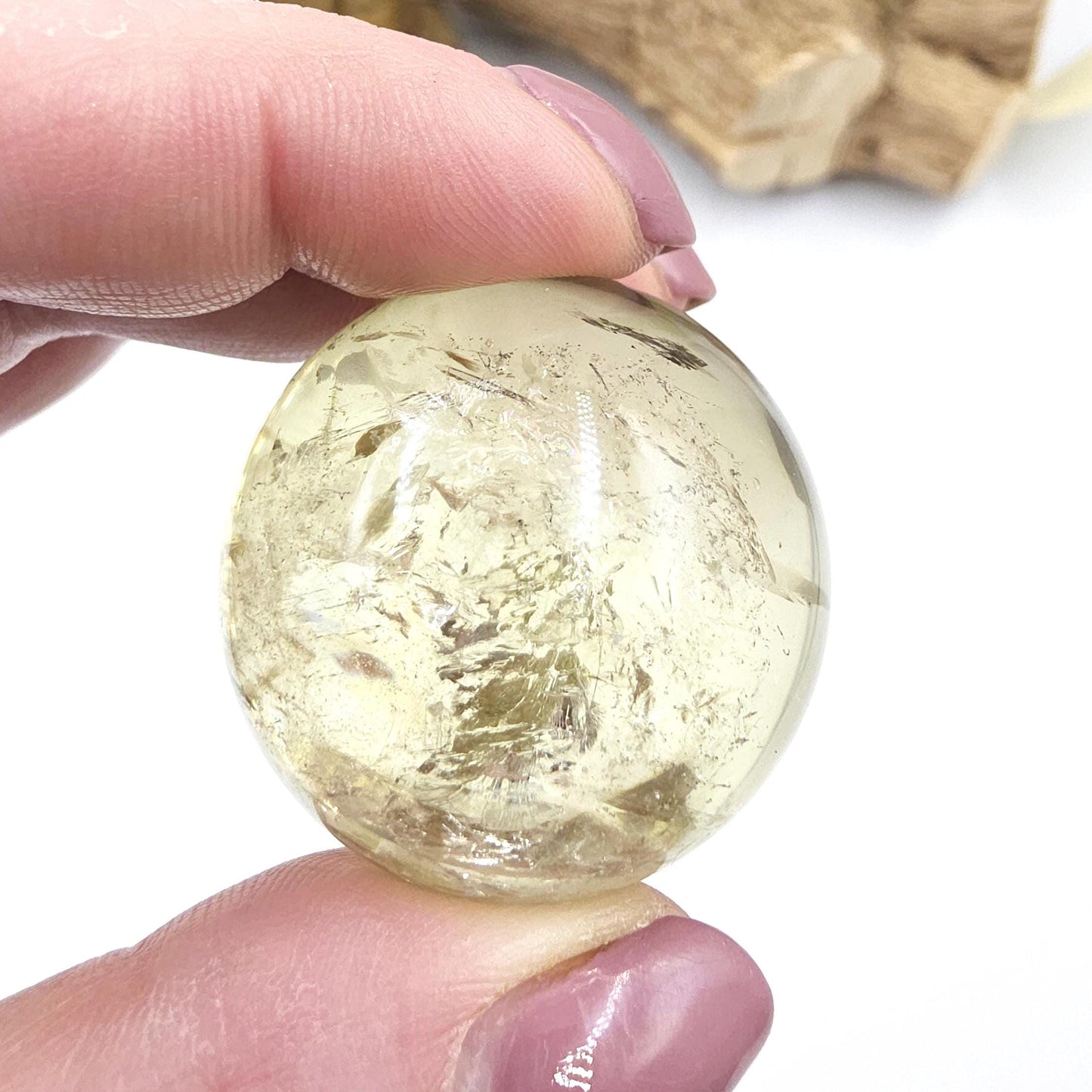 Discounted Citrine Sphere with Large Rainbows – Abundance & Positive Energy Crystal, 37mm