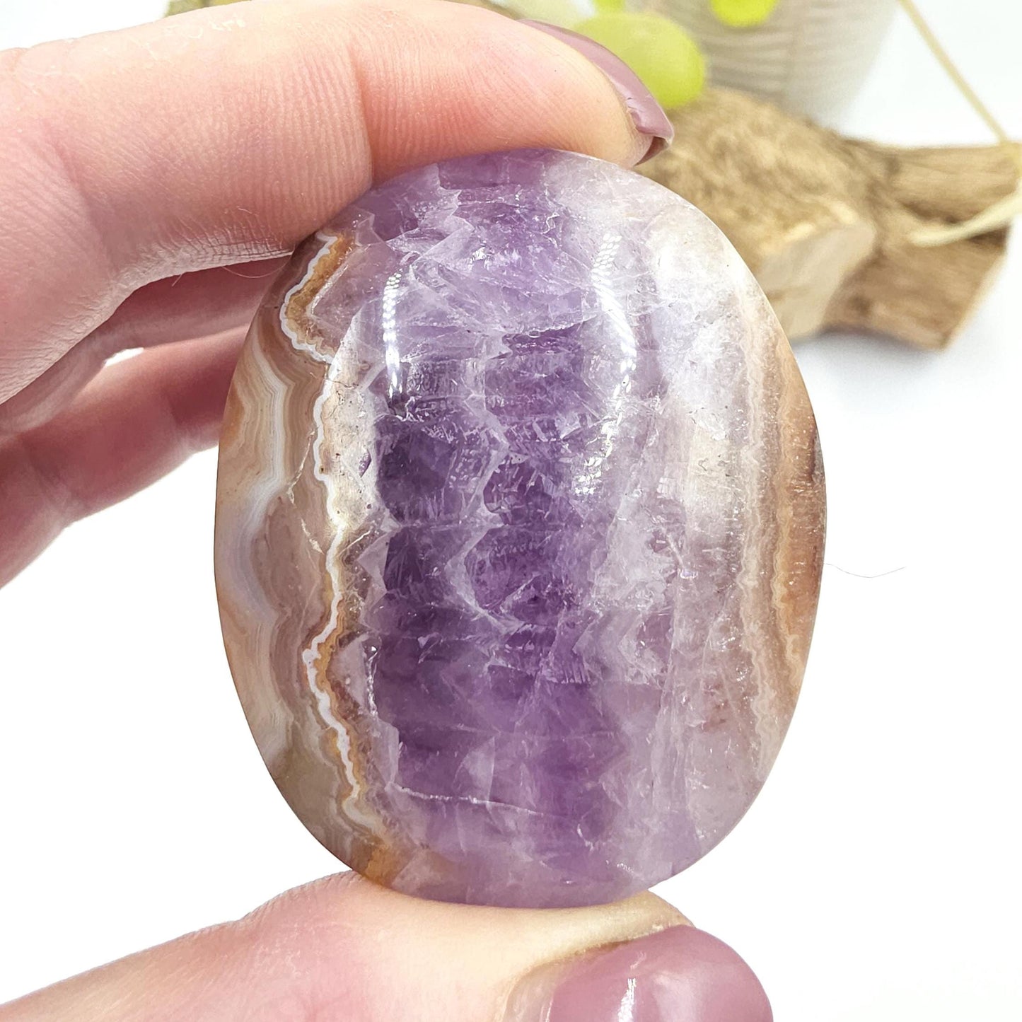 Amethyst Agate Palm Stone – Calm, Protection & Spiritual Healing Crystal, 70g