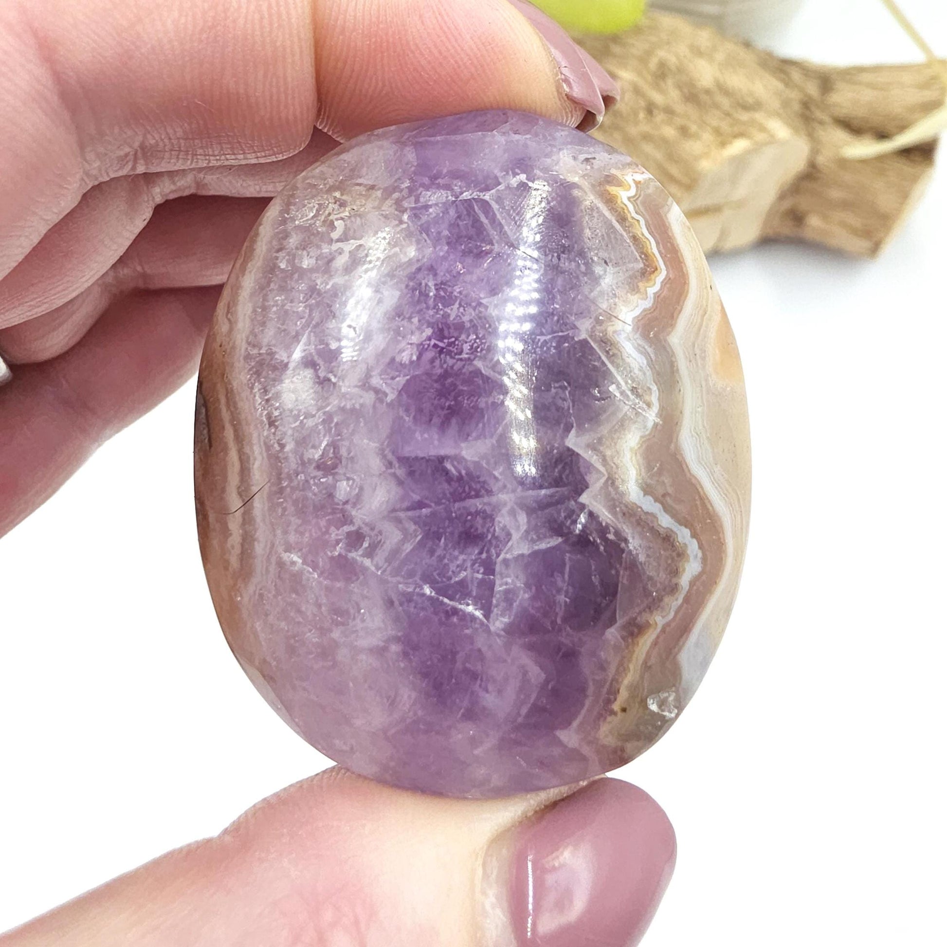 Amethyst Agate Palm Stone – Calm, Protection & Spiritual Healing Crystal, 70g