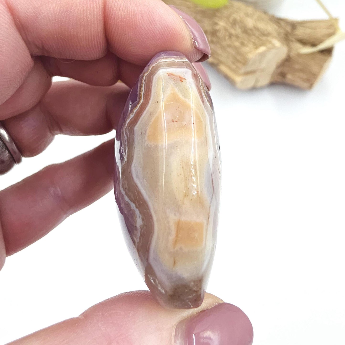 Amethyst Agate Palm Stone – Calm, Protection & Spiritual Healing Crystal, 70g