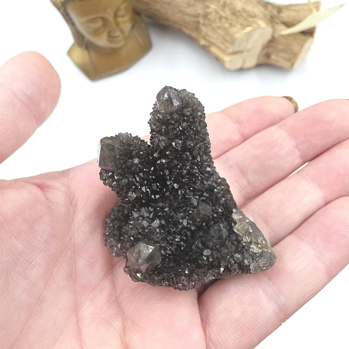 Rare Black Spirit Quartz Cluster Specimen – Protection, Spiritual Growth & High Vibration Crystal, 55g