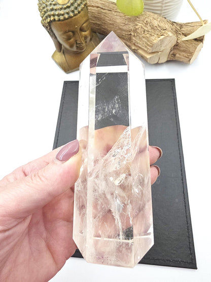 Large High Grade Clear Quartz Tower with Blue Needle Inclusions – Clarity & Spiritual Awareness Crystal, 465g
