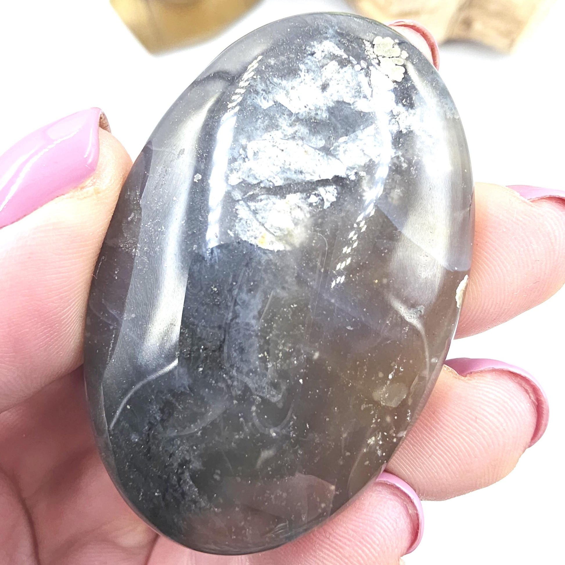 Pyrite & Agate Palm Stone – Protection, Confidence and Abundance Crystal, 45g