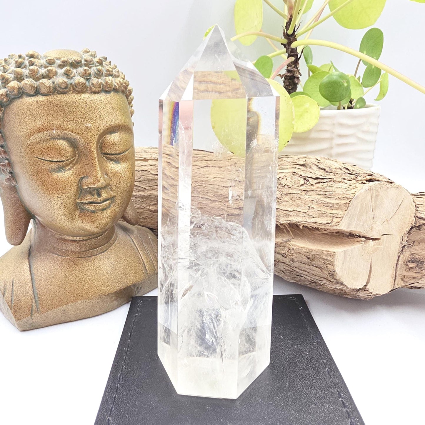 Large High Grade Clear Quartz Tower with Blue Needle Inclusions – Clarity & Spiritual Awareness Crystal, 465g