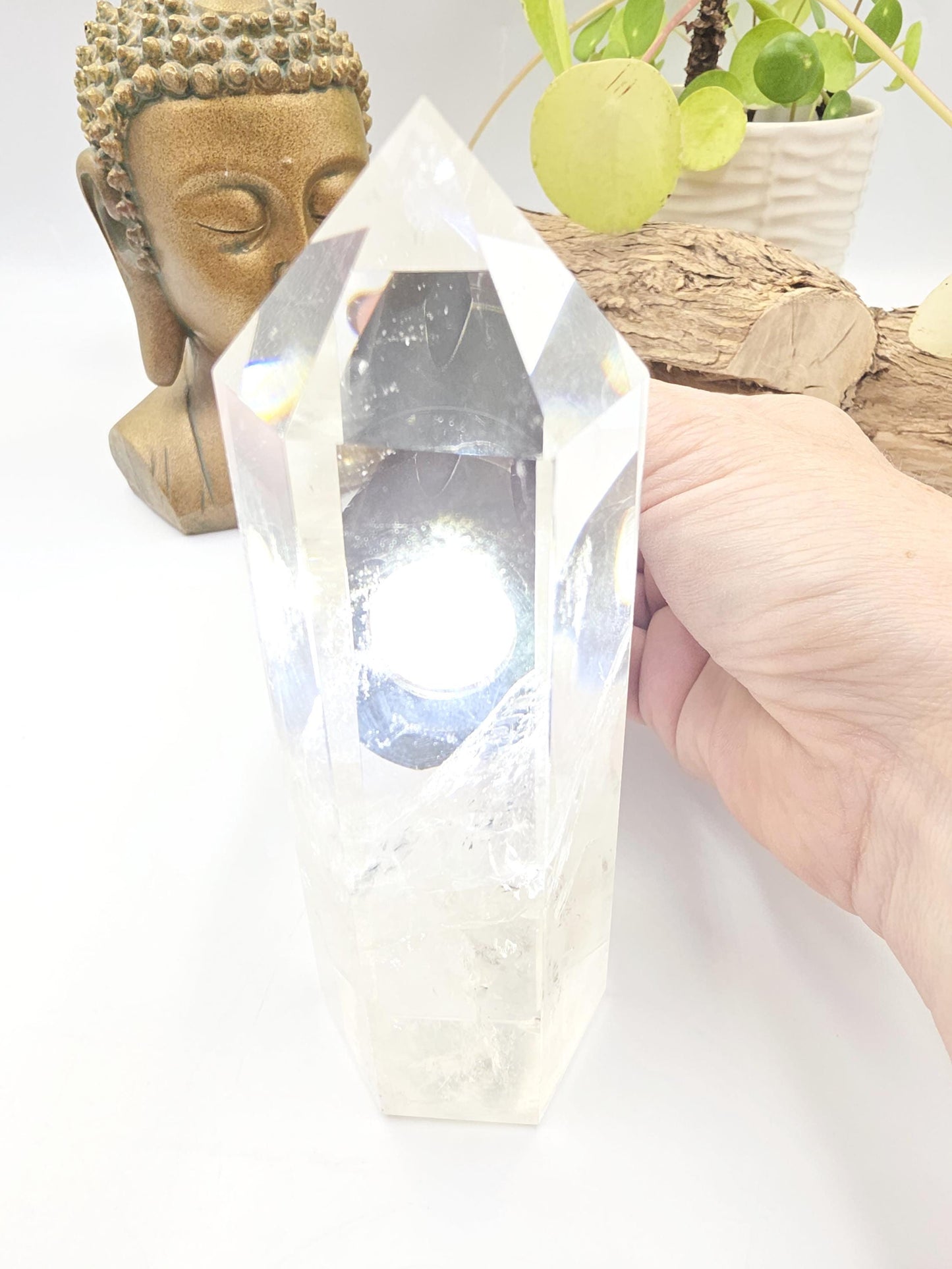 Large High Grade Clear Quartz Tower with Blue Needle Inclusions – Clarity & Spiritual Awareness Crystal, 465g