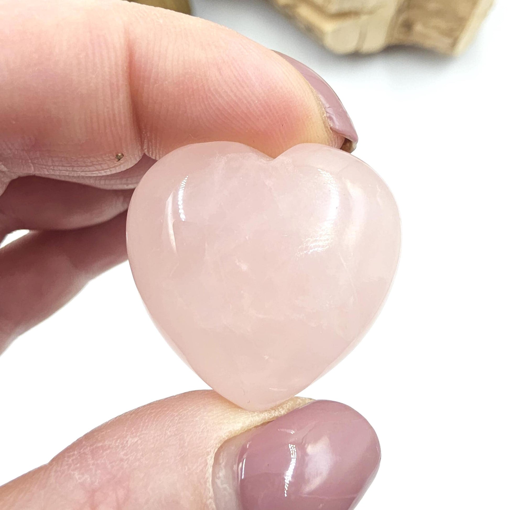 High Grade Rose Quartz Crystal Hearts – Love, Healing & Heart Chakra Crystal, 30mm