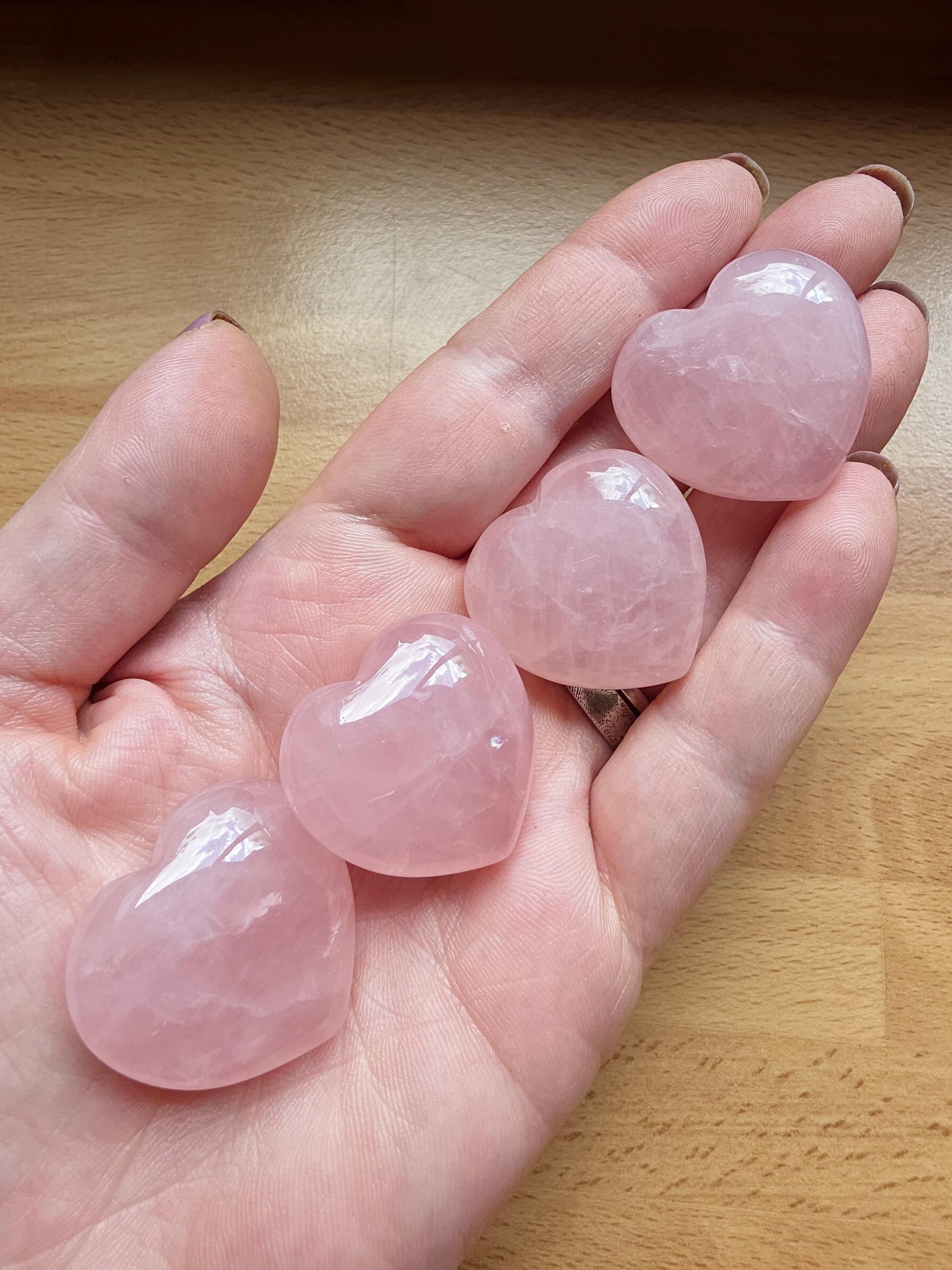 High Grade Rose Quartz Crystal Hearts – Love, Healing & Heart Chakra Crystal, 30mm