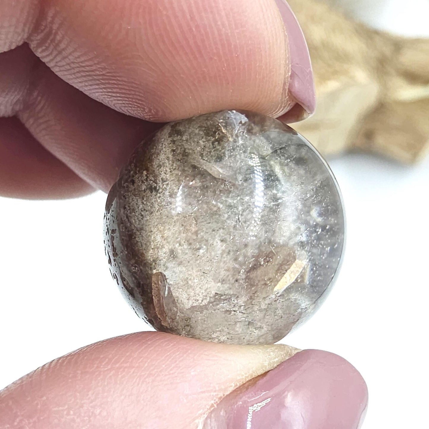 High Grade Garden Quartz (Lodolite) Mini Sphere with internal structure – Transformation & Spiritual Growth Crystal - 21mm