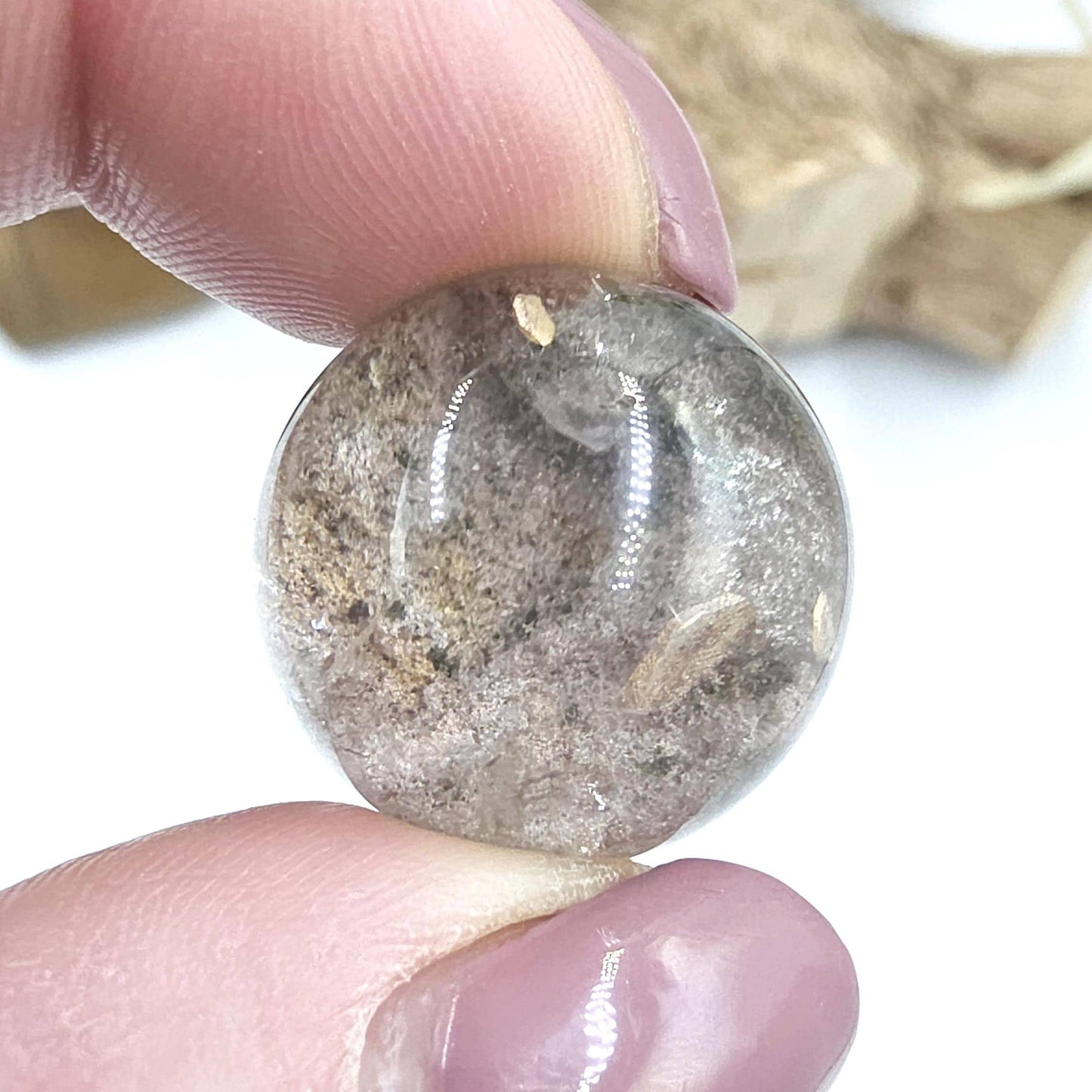 High Grade Garden Quartz (Lodolite) Mini Sphere with internal structure – Transformation & Spiritual Growth Crystal - 21mm