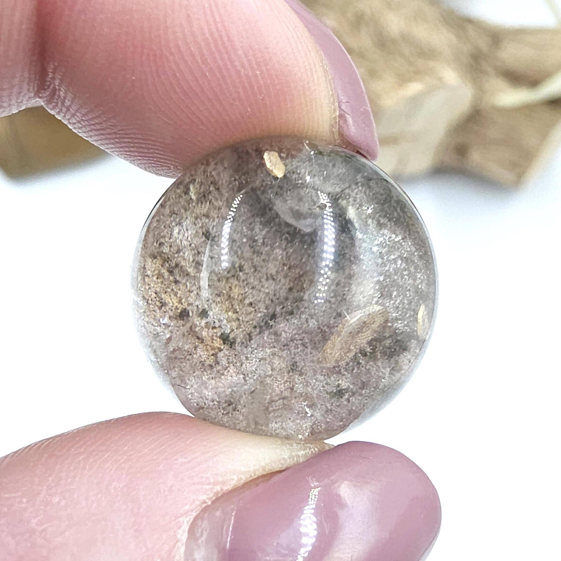 High Grade Garden Quartz (Lodolite) Mini Sphere with internal structure – Transformation & Spiritual Growth Crystal - 21mm