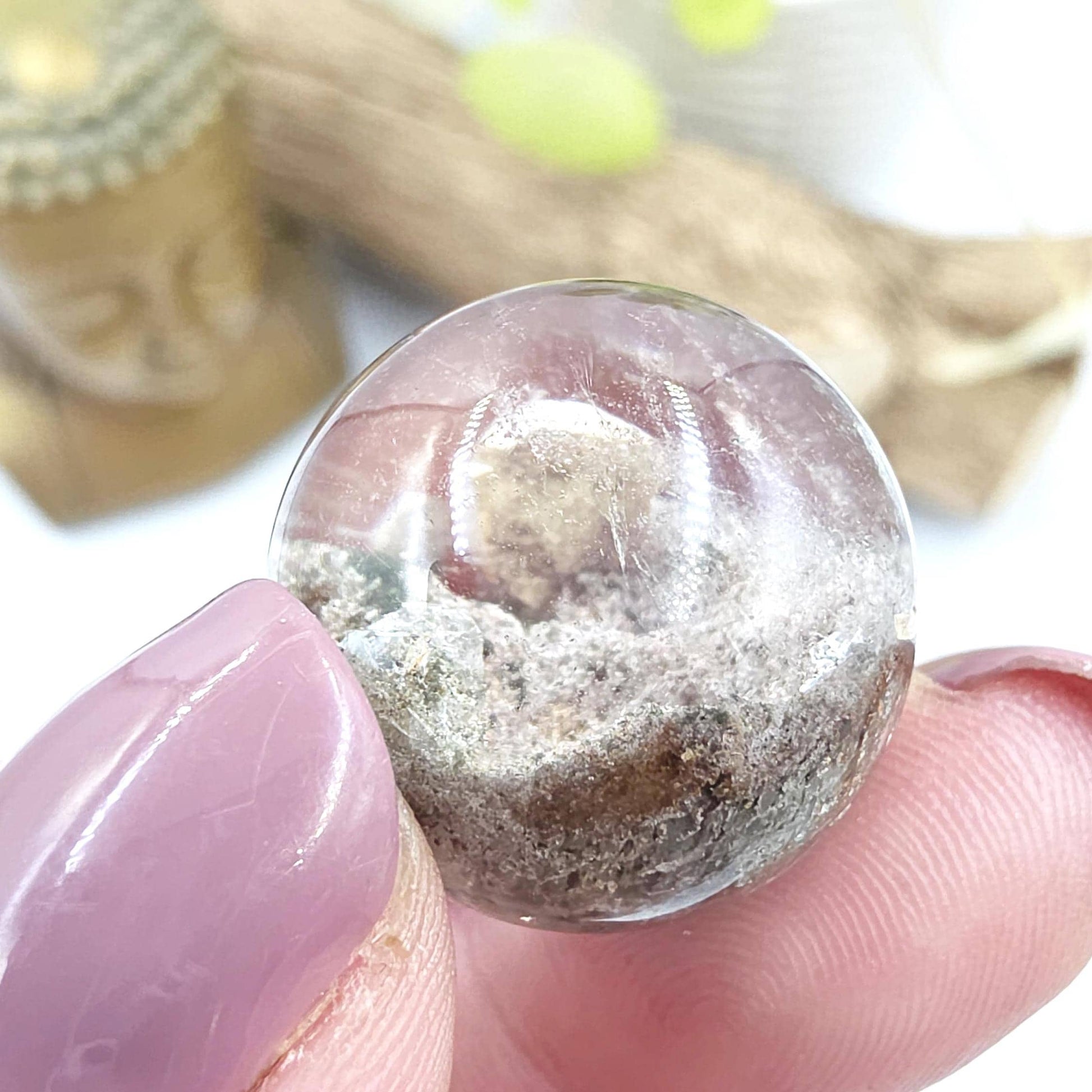 High Grade Garden Quartz (Lodolite) Mini Sphere with internal structure – Transformation & Spiritual Growth Crystal - 21mm