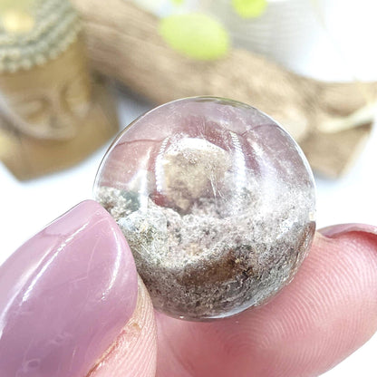 High Grade Garden Quartz (Lodolite) Mini Sphere with internal structure – Transformation & Spiritual Growth Crystal - 21mm
