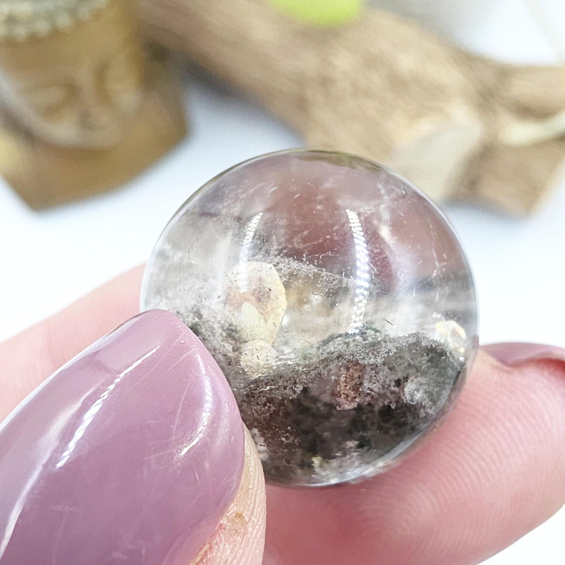 High Grade Garden Quartz (Lodolite) Mini Sphere with internal structure – Transformation & Spiritual Growth Crystal - 21mm