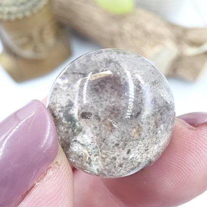 High Grade Garden Quartz (Lodolite) Mini Sphere with internal structure – Transformation & Spiritual Growth Crystal - 21mm