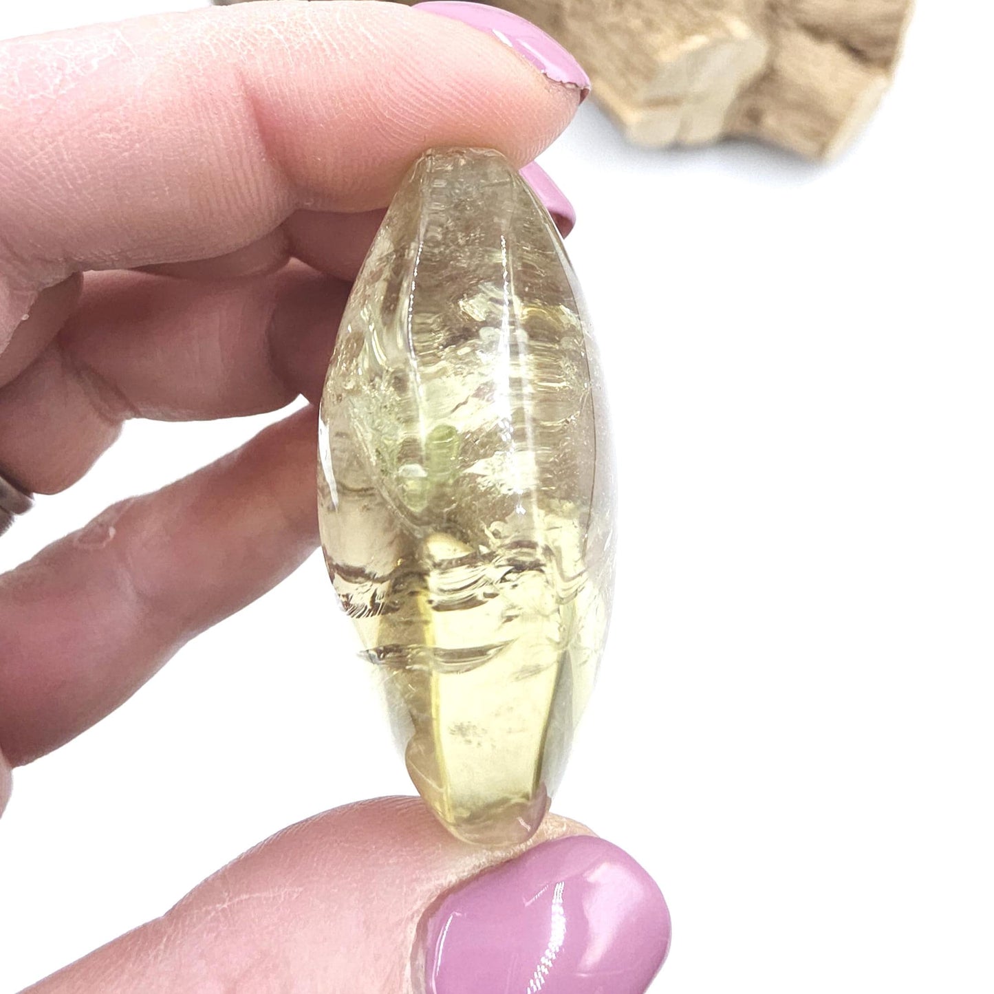 Citrine Palm Stone with Rainbows – Abundance, Confidence & Solar Plexus Energy Crystal, 50g
