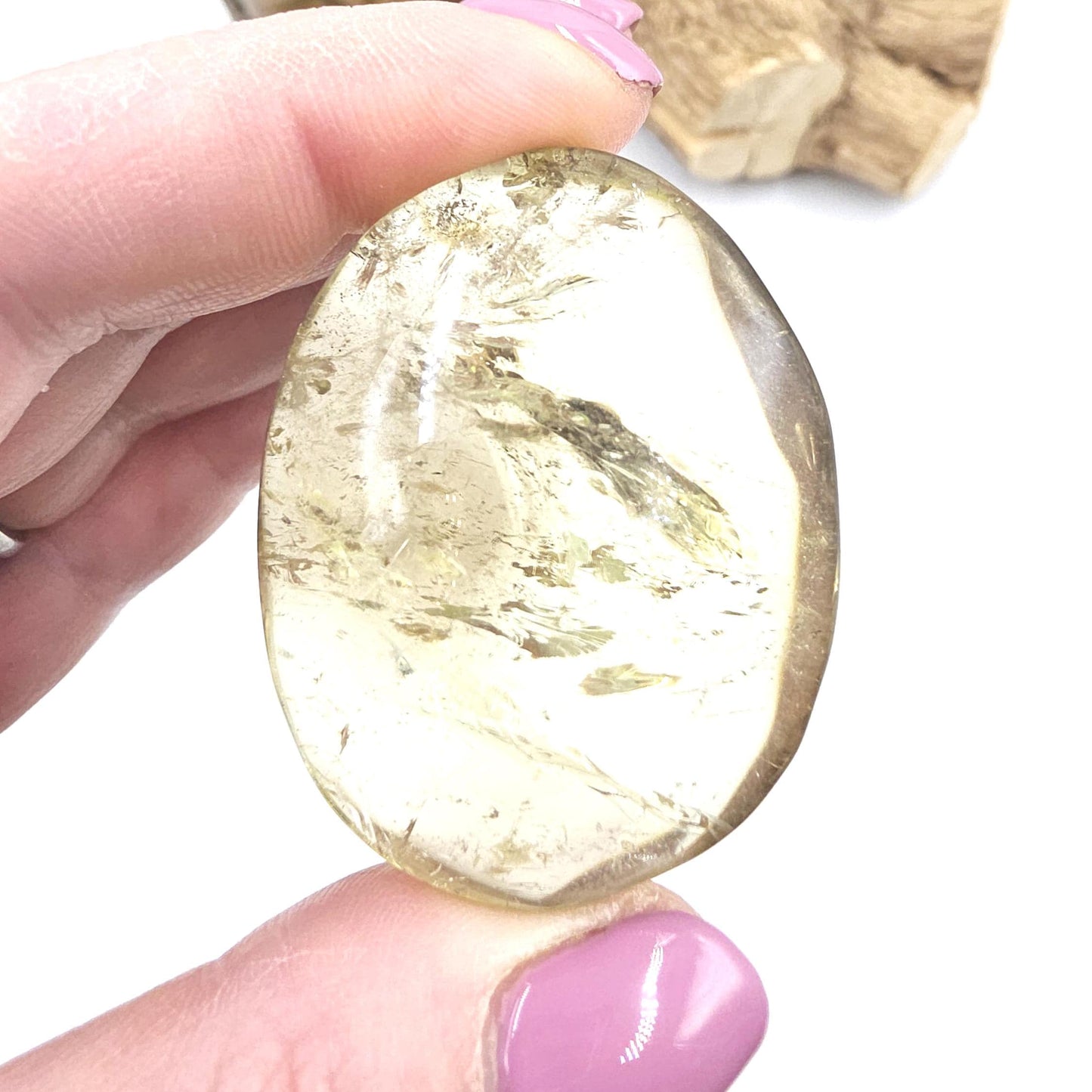 Citrine Palm Stone with Rainbows – Abundance, Confidence & Solar Plexus Energy Crystal, 50g