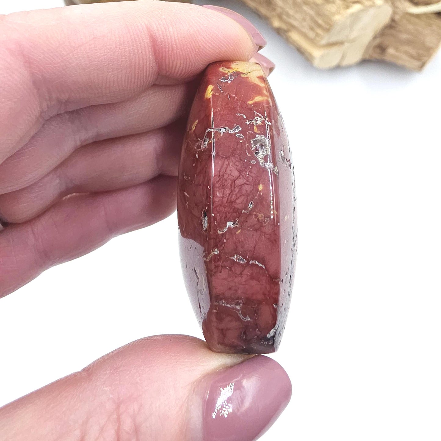 Mookaite Jasper Palm Stone – Strength, Grounding & Emotional Balance Crystal, 65g