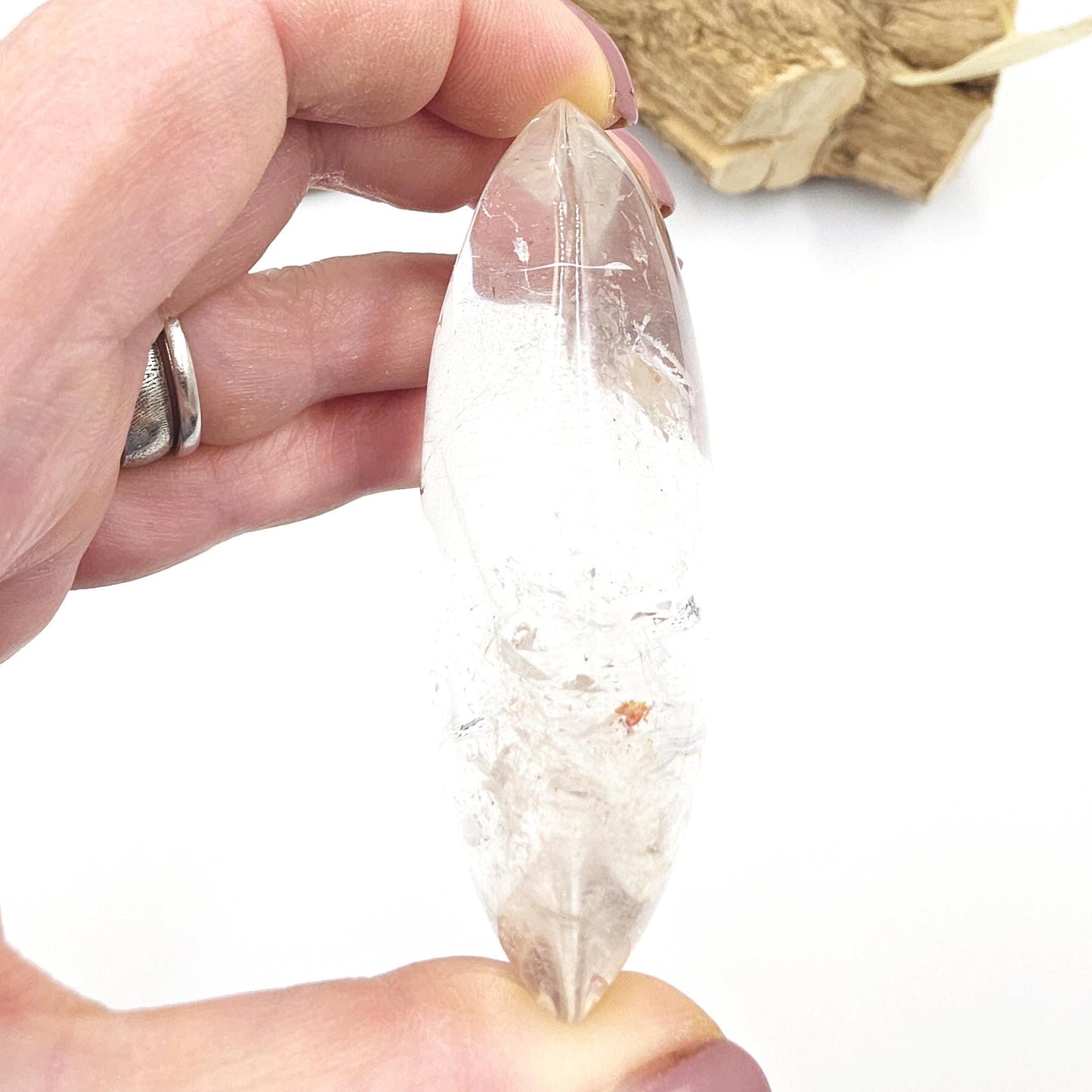 Large Clear Quartz Palm Stone – Clarity, Energy Amplification & Healing Crystal, 130g