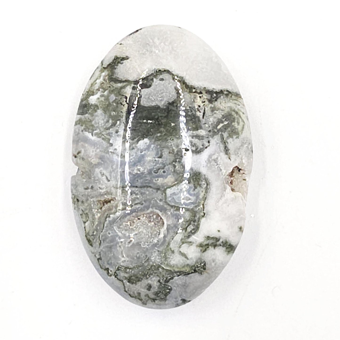 Drusy Moss Agate Palm Stone – Grounding & Growth Healing Crystal, 40g