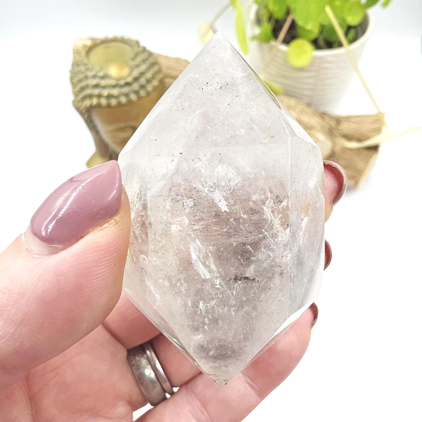 Enhydro Double Terminated Quartz with Moving Bubbles – Rare Transformation Crystal, 85g
