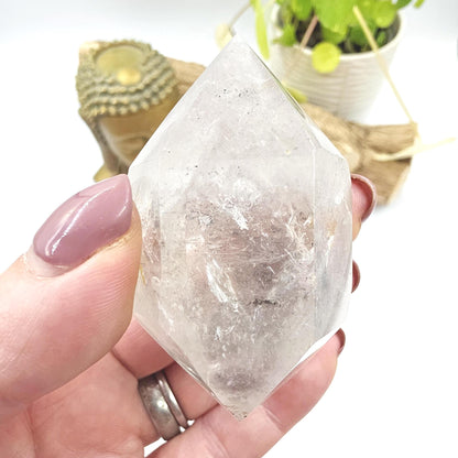 Enhydro Double Terminated Quartz with Moving Bubbles – Rare Transformation Crystal, 85g