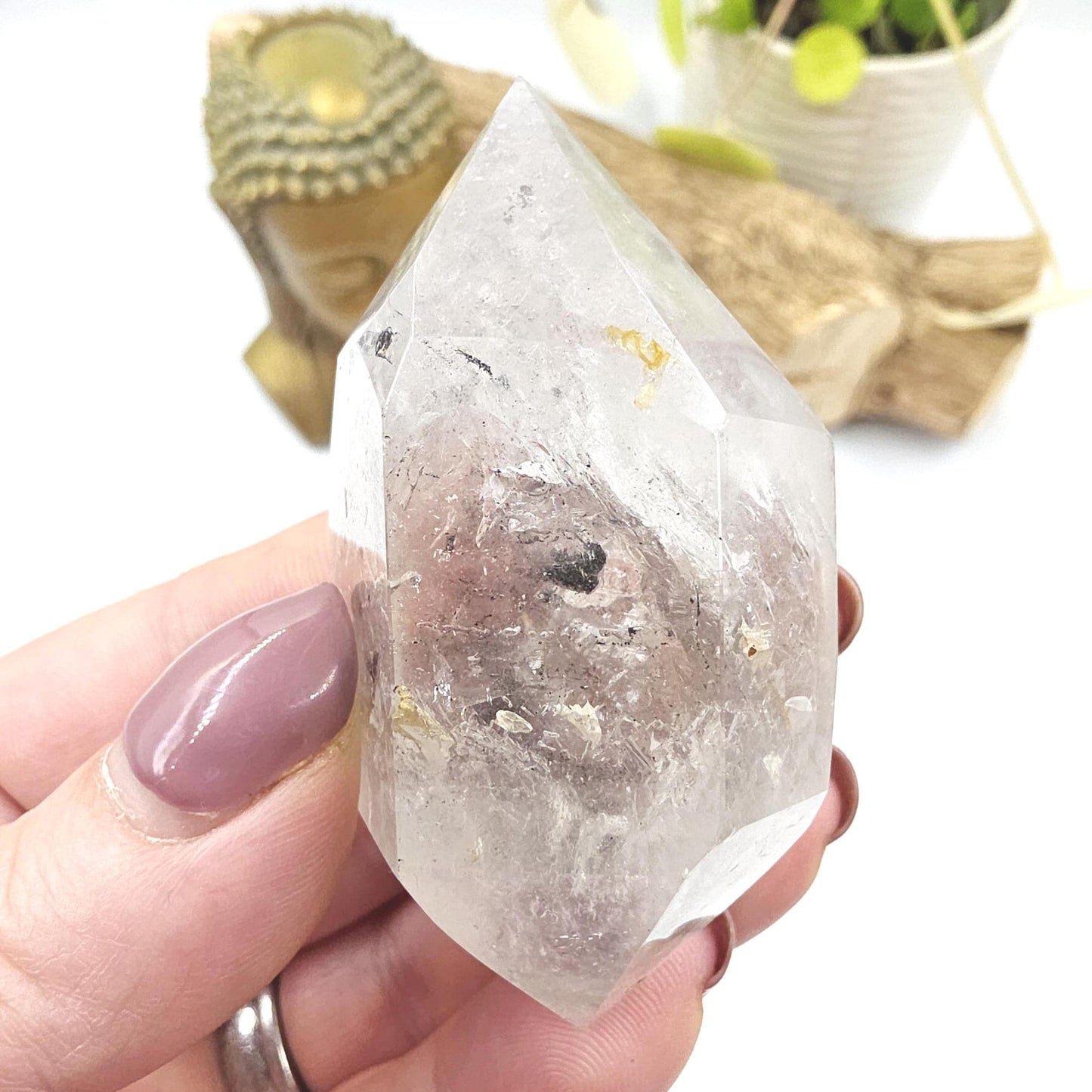Enhydro Double Terminated Quartz with Moving Bubbles – Rare Transformation Crystal, 85g