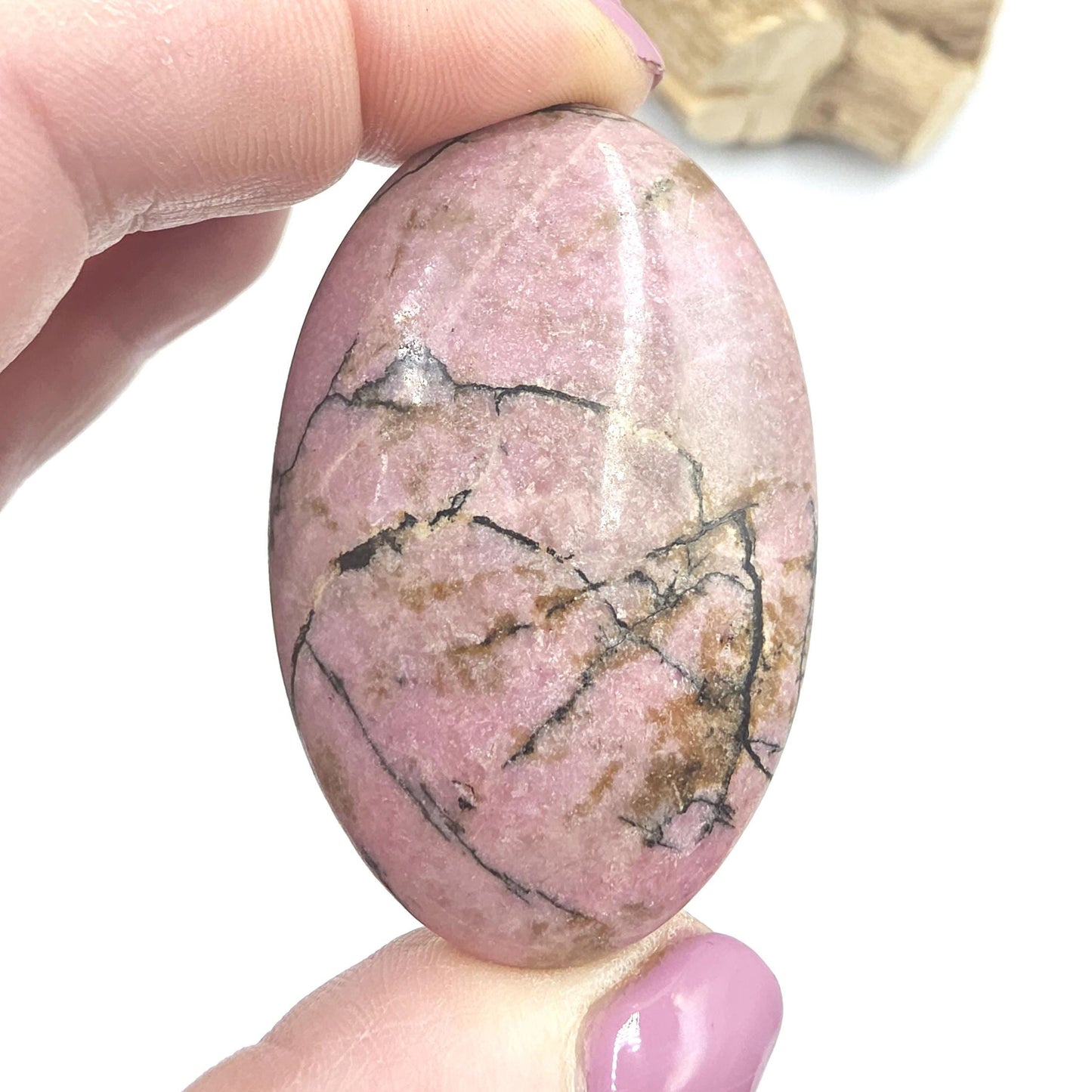 Rhodonite Palm Stone – Emotional Healing, Compassion & Grounded Heart Support Crystal, 60g