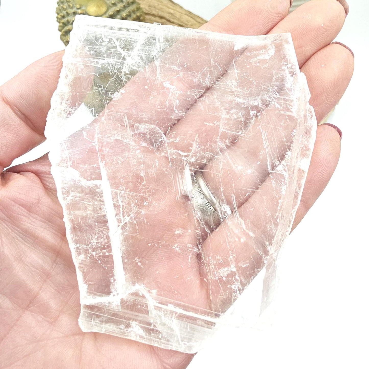Raw Selenite Slab Charging Plate – Cleansing, Calm & Spiritual Healing Crystal, 100g