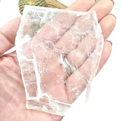 Raw Selenite Slab Charging Plate – Cleansing, Calm & Spiritual Healing Crystal, 100g