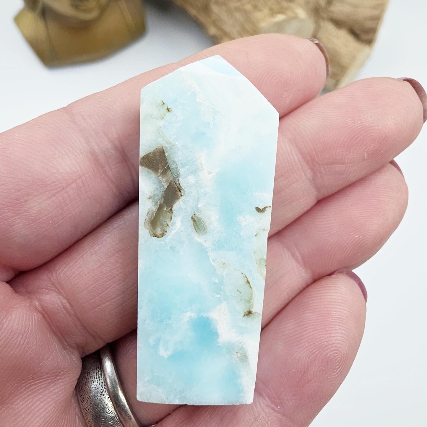 Natural Larimar Mini Tower – Calm, Communication & Emotional Healing Crystal, 19g