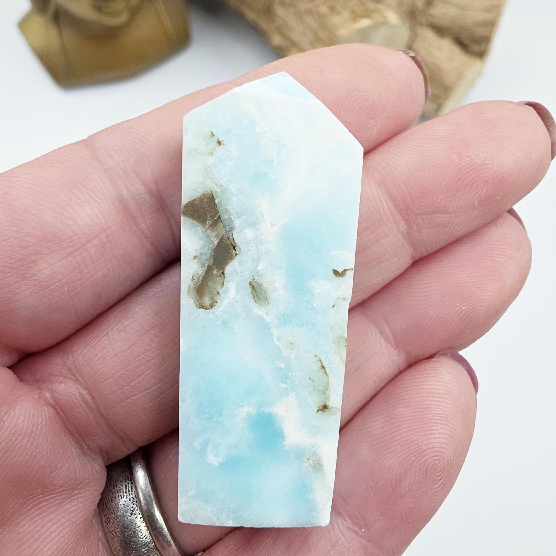 Natural Larimar Mini Tower – Calm, Communication & Emotional Healing Crystal, 19g
