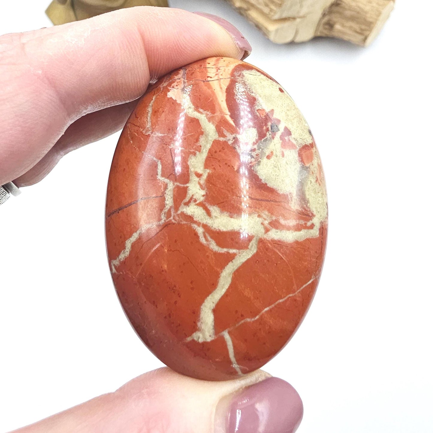 Red Jasper Palm Stone – Strength, Grounding & Protective Stability Crystal, 105g