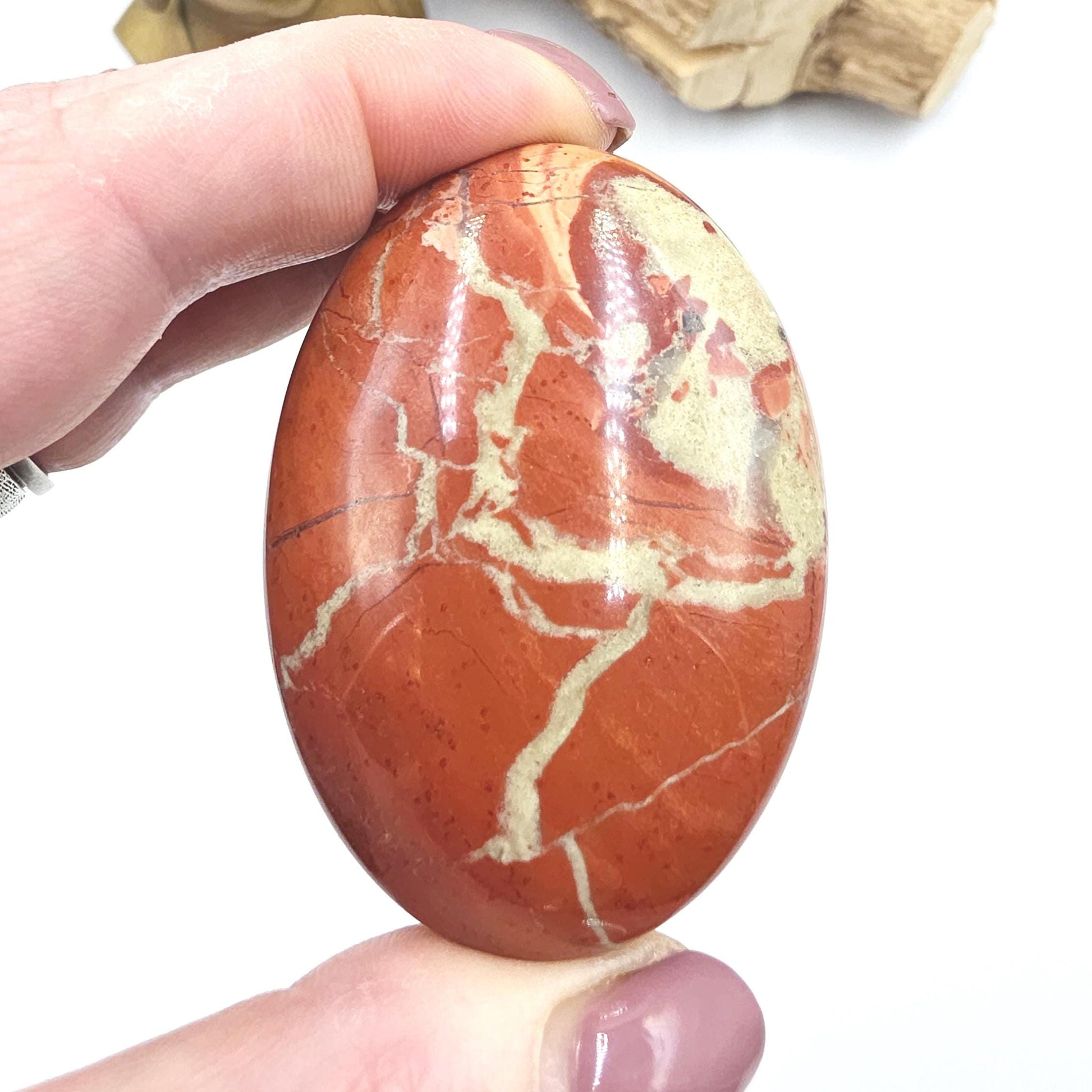 Red Jasper Palm Stone – Strength, Grounding & Protective Stability Crystal, 105g