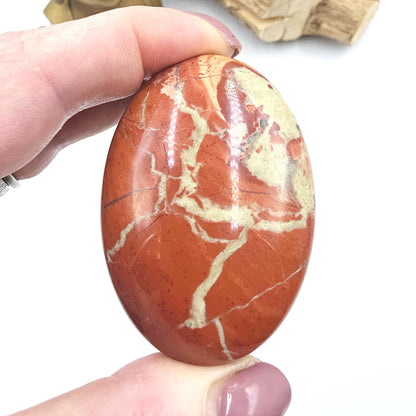 Red Jasper Palm Stone – Strength, Grounding & Protective Stability Crystal, 105g