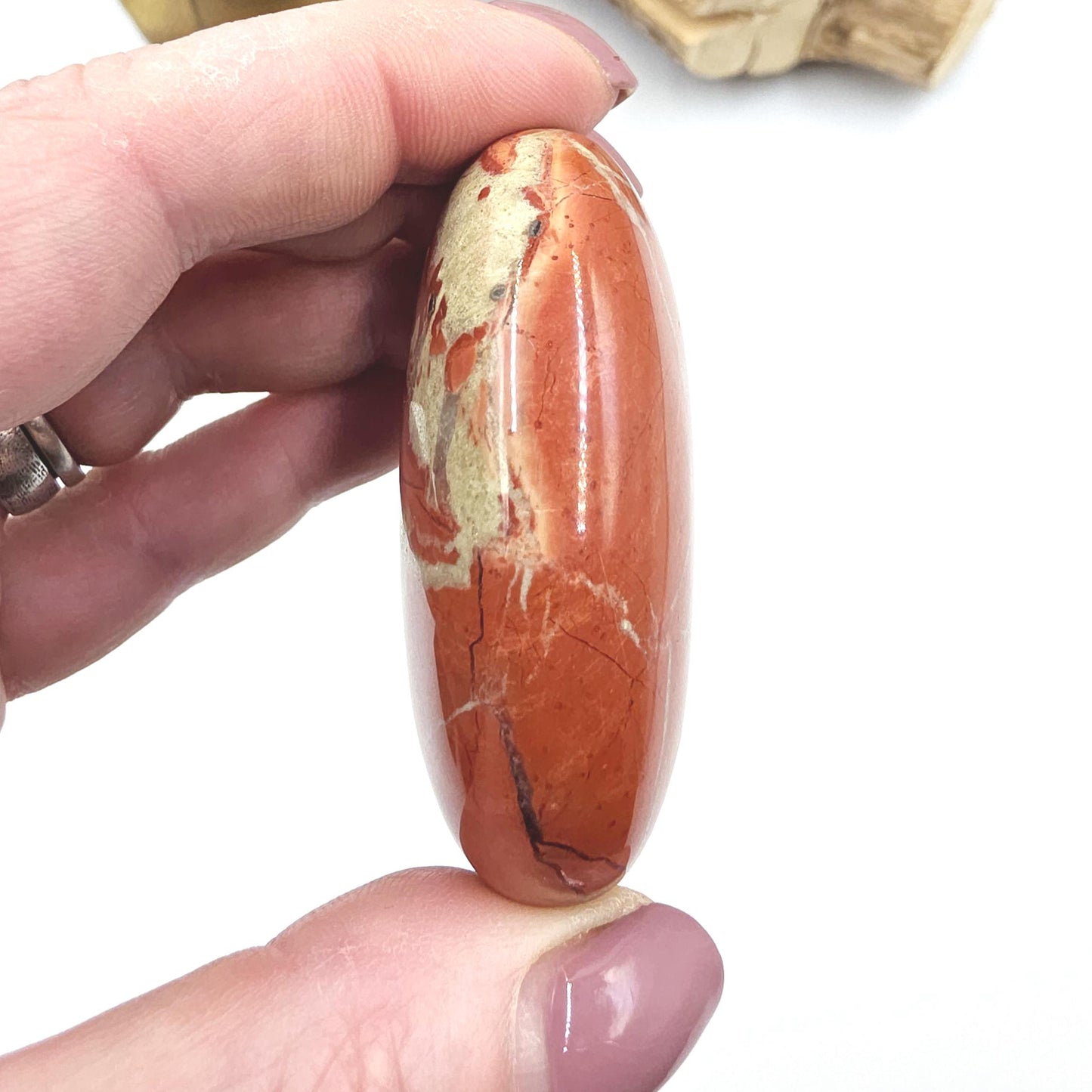 Red Jasper Palm Stone – Strength, Grounding & Protective Stability Crystal, 105g