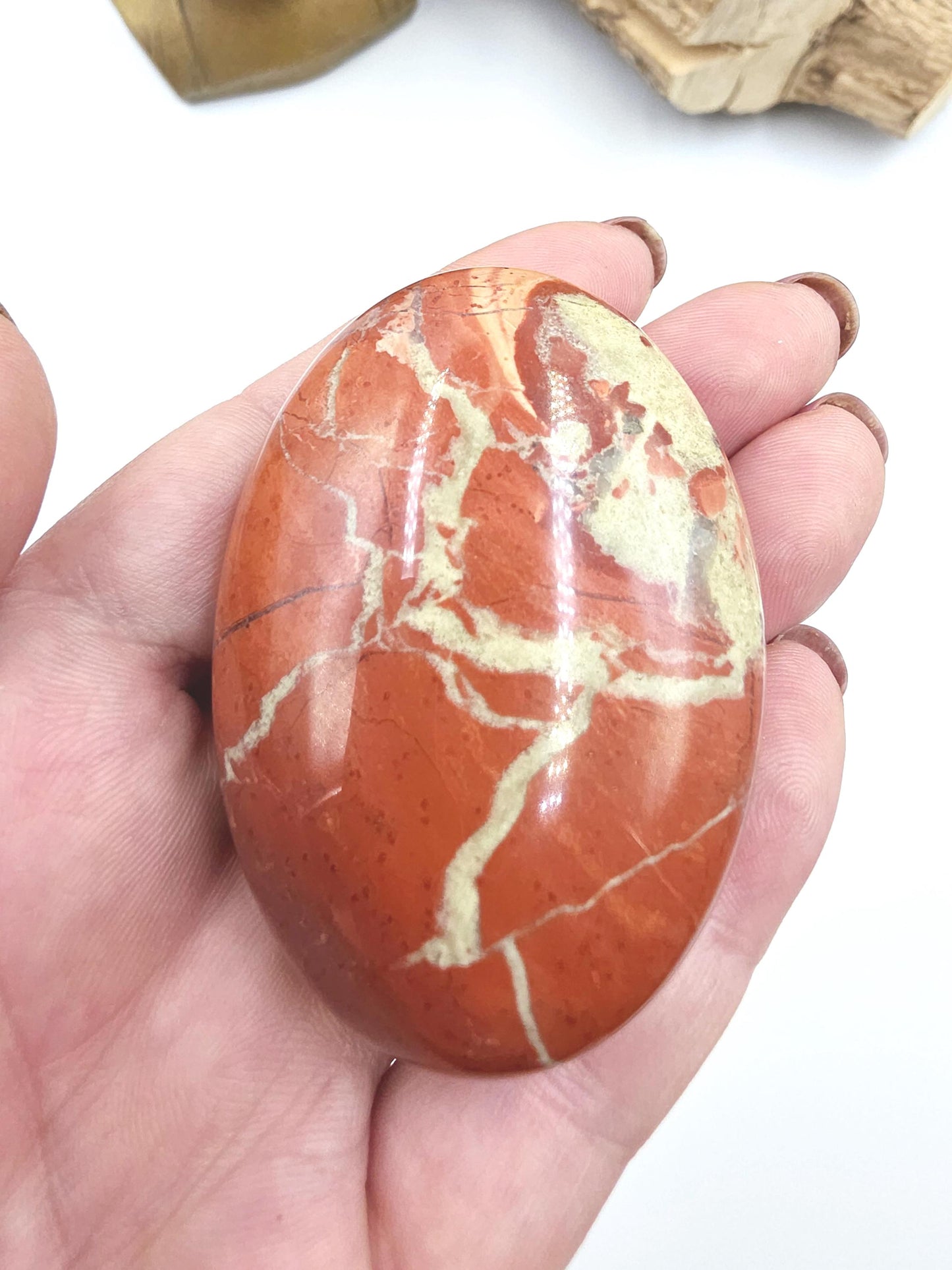 Red Jasper Palm Stone – Strength, Grounding & Protective Stability Crystal, 105g